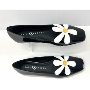 NEW Katy Perry The Evie Daisy Flat Black Flat Sandal Size 8.5M/38.5 KP2204